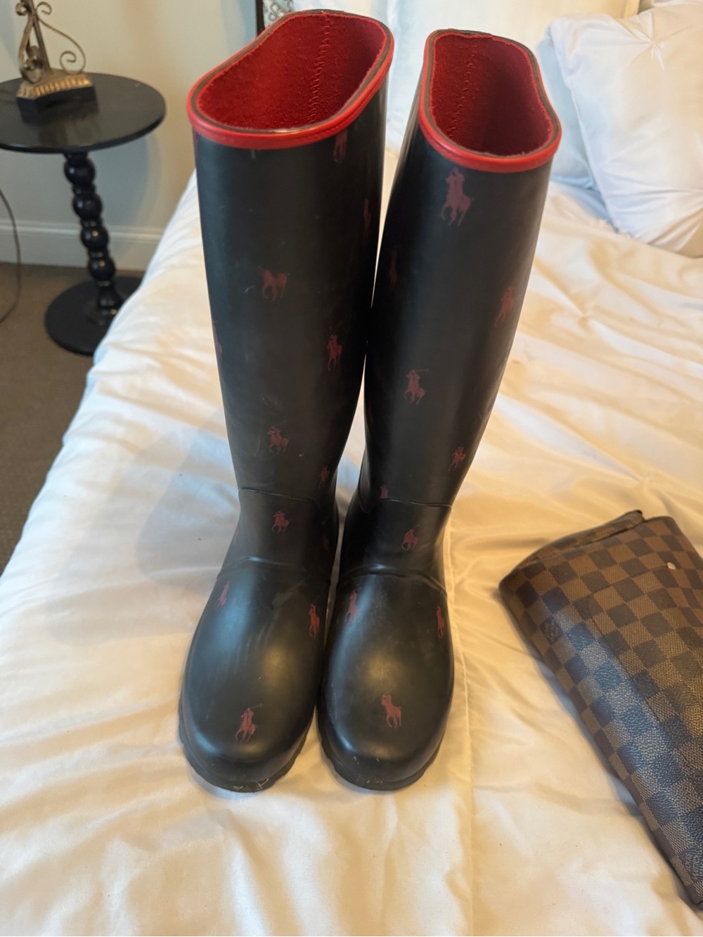 Polo by Ralph Lauren Black Rain Boots with Red Trim